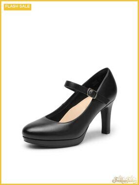 Womens Mary Jane High Heel Pumps Vegan Leather 3.5 Inch